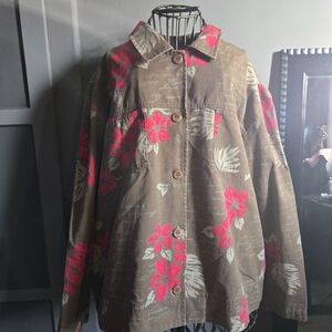 Floral Utility Jacket in Brown and Pink